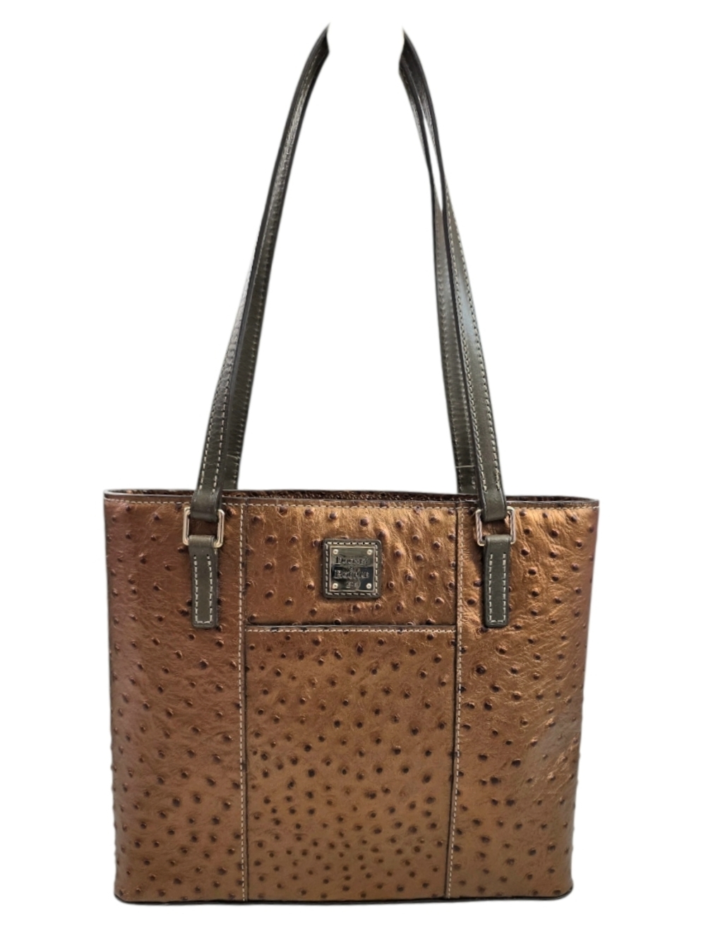 #43 Dooney & Bourke Brown Ostrich-Embossed Tote